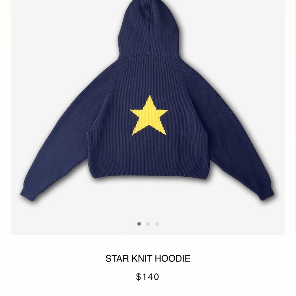 Star Knit Hoodie - Navy and Yellow